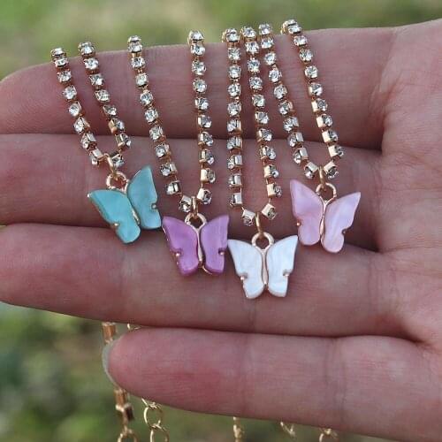 Fashion Butterfly Anklet for Women Rhinestone Tennis Chain Ankle Bracelet Crystal Foot Bracelet Jewelry Gift