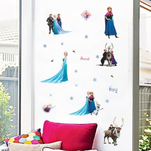 Cartoon Disney Frozen 2 Wall Stickers For Kids Room Elsa And Anna Waterproof Children Bedroom Decoration Pusheen PVC Pegatinas