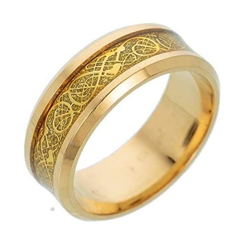 Wollet Men Women Ring Dragon Design Beveled Edges Celtic Rings Engraved Wedding Jewelry Engagement Fashion