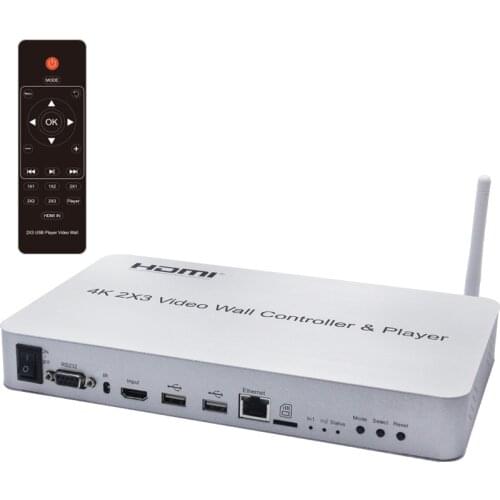 4K 2x3 HDMI Video Wall Controller With Player KVM USB Mouse Keyboard RS232 Support Wifi and DLAN Connection