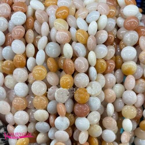 Natural Pink Aventurine Stone Loose Beads High Quality 10mm Smooth Flat Coin Shape DIY Gem Jewelry Accessories 38Pcs a3651