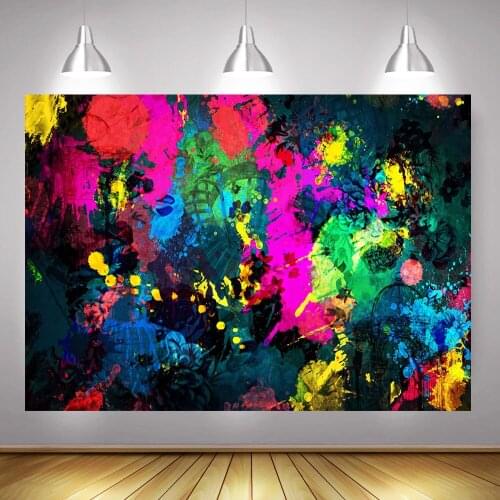 Neon Graffiti Backdrop Photography Glowing Party Photo Background Graffiti Oil Painting Abstract Portrait Backdrops Decoration