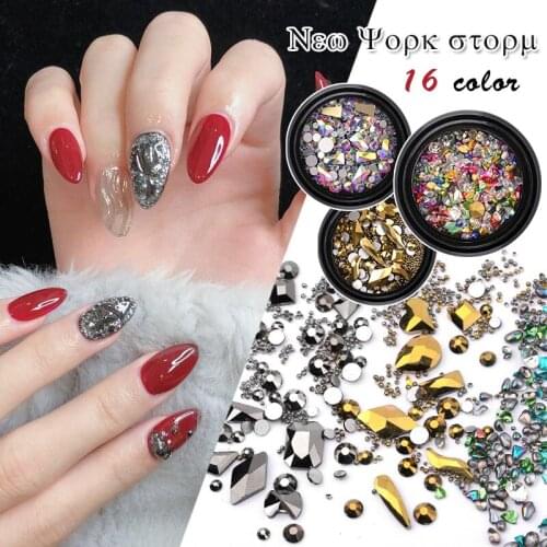 New 1box Charm 3D Nail Art Decorations Mixed Crystal Rhinestone Caviar Beads Jewelry Fashion Storm Design Manicure Accessory