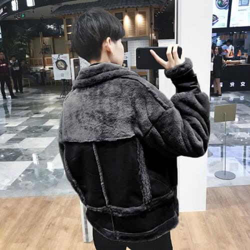New 2021 Winter Faux Fur Jacket Mens Warm Thick Punk Faux PU Leather Jackets Motorcycle Retro Biker Jacket Outerwear Coats B515