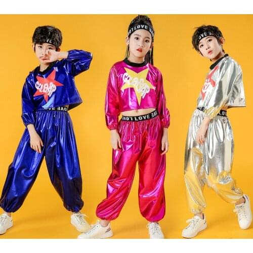 New Children Jazz Dance Costumes 2021 New Spring Autumn Boys Girls Long Sleeve Hip Hop Suit Cheerleader Costume Rave Outfits