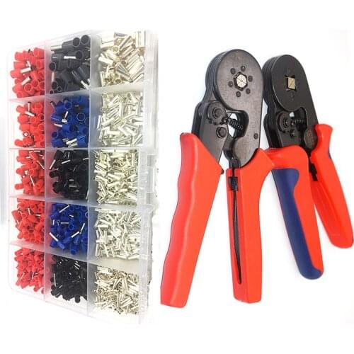 HSC8 6-4A ferrule Crimping Pliers 0.25-10MM wire crimper tool Wire Stripper Hand Ferrule Crimp set Plier KIT With1200 Terminals