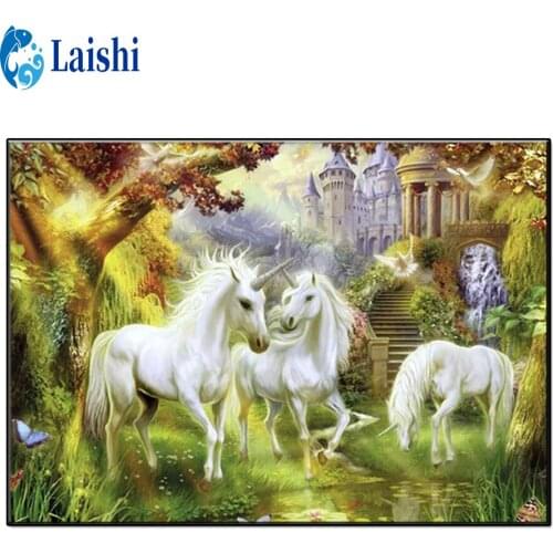 Full Square Diamond Embroidery Cartoon, unicorn, forest landscape DIY Diamond Painting Cross Stitch Drill Picture of Rhinestones