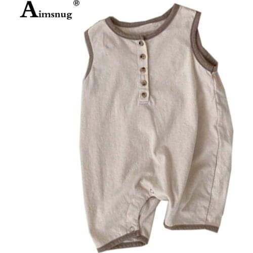 Unisex Boys Girls Casual Rompers Solid Toddler Bodysuits Spliced Buttons Playsuits Sleeveless Bodysuit Kids Clothing 2021