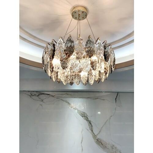 Modern Luxury Chandelier Simple Living Room Bedroom Dining Kitchen LED Hanging Lamp Creative Crystal Decor Home Round Luminaires