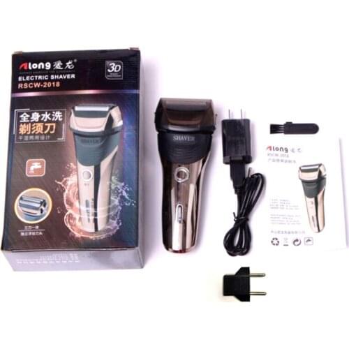 RSCW-2018 AC 100V-240V Rechargeable Electric Shaver 2 Head Floating Washable Razor Beard Rotary Hair Trimmer Sideburns Shaving