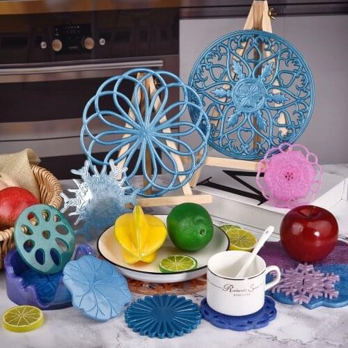 DIY Mandala epoxy resin Silicone Mould Round Coaster Hollow Out Flower Tray Cup Mat Casting Mold DIY Handmake Crafts Home Decor