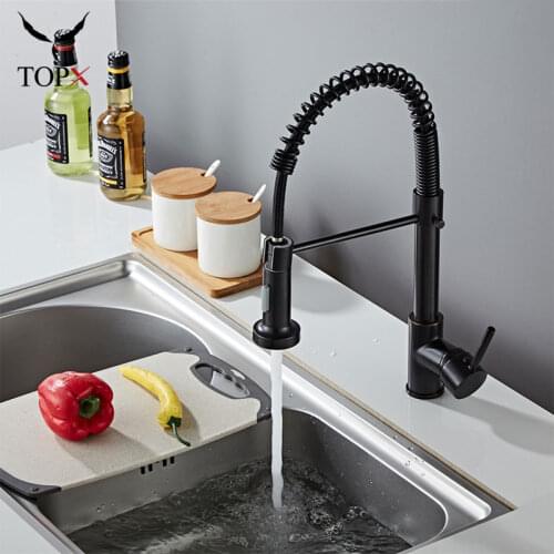 Deck Mounted Faucet Flexible Spring Style Pull Out Tap 360 Rotation Stream Hot Cold Kitchen Faucet Sprayer Nozzle Mixers Taps