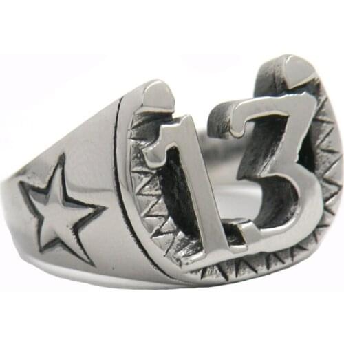 FANSSTEEL Stainless steel jewelry HORSESHOE SHAPE STARS LUCKY 13 RING FSR14W03
