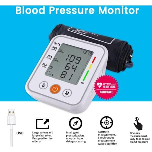 BP Automatic Pressure Upper Arm Blood Pressure Monitor Tonometer Sphygmomanometer Digital Arm Tensiometer Blood Pressure Meter