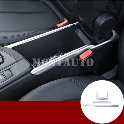 Inner Center Console Armrest Box Frame Cover Trim For BMW X2 F39 2017-2019 3pcs Silver/Black Car Accessories Interior Car Decor