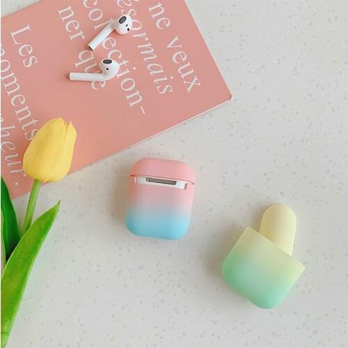 For Airpods 1/2 Gradient matte Beautiful Shell Wireless Bluetooth Earphone Charge Box Protection Case Skin Silicone Anti-fall