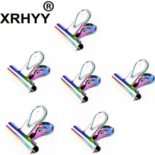 6cm Rainbow Bulldog Clips Office Finishing Clip Stainless Steel Metal Receipt Folder Paper Document Binder Clips Stationery