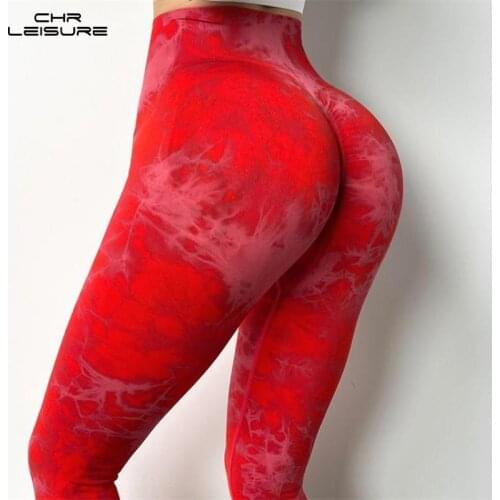 CHRLEISURE Seamless Tie-Dye Leggings Women Gym Elastic Training Running Legging Quick Dry High Waist Squat Sports Legging