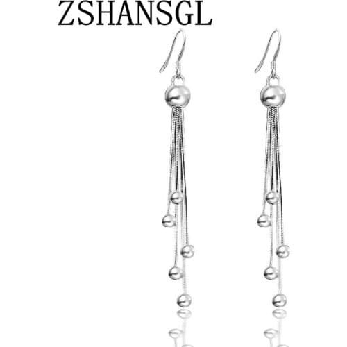 Female Long Section Tassel Plata Plating Stud Earrings Vintage Women Temperament Bridesmaid Jewelry Brincos Aros