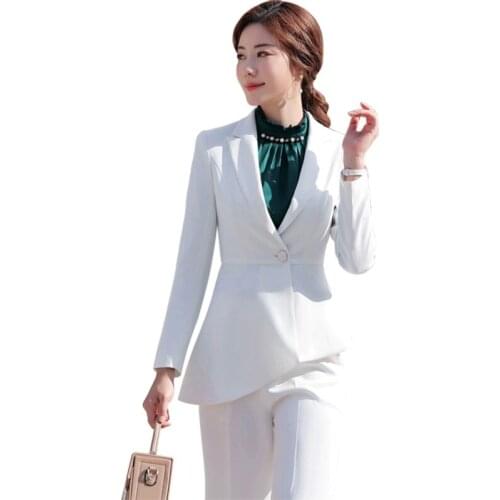 Ladies suits autumn and winter new Slim asymmetrical solid color professional wear trousers temperament womens two-piece suit