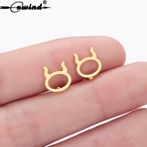Cxwind Chic Zodiac Sign Taurus Earring For Ladies Astrology Horoscope Stud Earrings Women Statement Jewelry