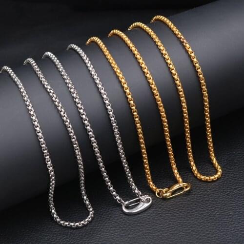 1pcs Square Pearl Chain 21.5mm Large Metal Lobster Clasp Minimalist Necklace Gold/Silver Color Jewelry Gift For Woman and Man