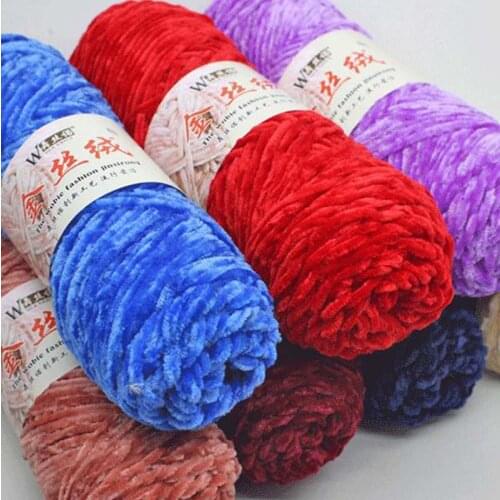 100g Chenille Knitted BabySoft Thick DIY Yarn Velvet BluePink Knitting Chunky Wool Craft Sweater Bulky Crochet Yarn wholesale