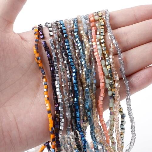 2mm Tihy Square Crystal Beads Faceted Loose Spacer Bead for Jewelry Making DIY Bracelet Necklace Handmade Crafts Accessories