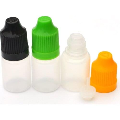 200pcs 5ml Soft PE Plastic Dropper Bottles Empty Bottle With Childproof Cap Refillable E Liquid Vial