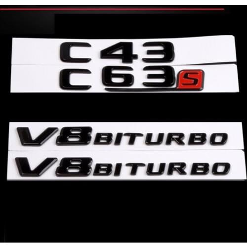 2018 Gloss Black 3D Emblems for Mercedes Benz W204 W205 C63 W212 W213 E63 W222 S63 CLS63 GLC63 GLE63 AMG 4MATIC V8 BITURBO