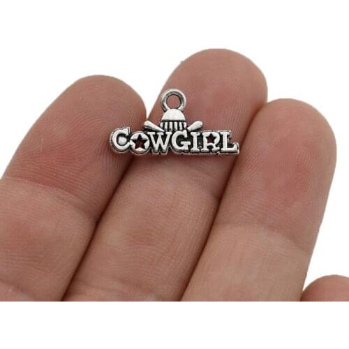 40pcs Cowgirl Charm Pendants for Jewelry Making Bracelet DIY Accessories 22x11mm