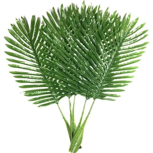 5 Pack Palm Leaves Fake Faux Artificial Plant Leaves Green Single Leaf Palm for Home Kitchen Party Supplies Tropical Leaves Deco