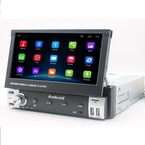 Android 1Din Car Stereo Radio 2+32G 7'' Retractable Screen Multimedia Audio MP5 Player GPS Wifi Bluetooth USB FM Receiver