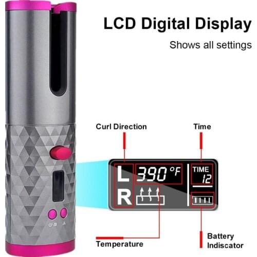 Auto Rotating Ceramic Wireless Curling Iron Hair Waver Iron Curling Wand Air Curler USB Cordless Automatic Hair Curler Styer