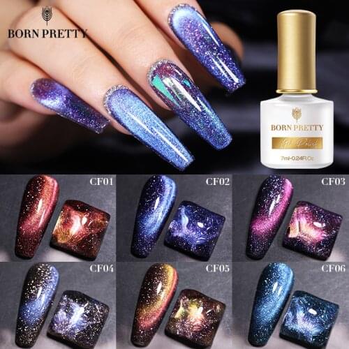 BORN PRETTY 1 Bottle 7ml Colorful Spar Cat Magnetic Gel Blue Purple Magnetic Nails Soak Off Manicure Soak Off UV Gel Polish