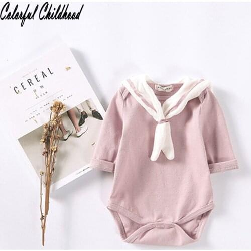 Cute Sailor style Infant Baby Girls Clothing Spring Autumn Long Sleeve Cotton Romper Toddler Kids Playsuit Outfits 0-24m