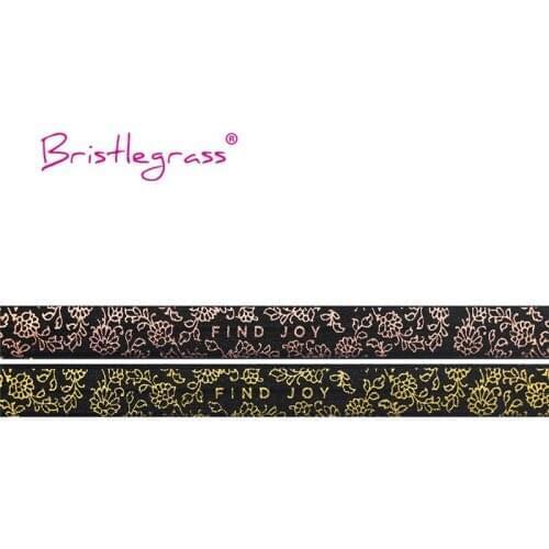 BRISTLEGRASS Wholesale 50 Yard 5/8" 15mm Flower Vine Foil Print Foldover Elastic FOE Spandex Band Hair Tie Dress DIY Sewing Trim