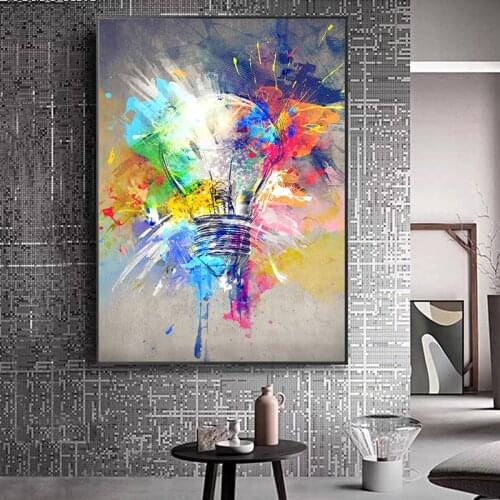 Graffiti Art Light Bulb Canvas Painting Posters and Prints Abstract Street Wall Art Cuadros Pictures for Living Room Decoration