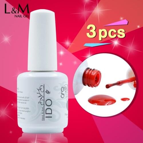 IDO Gelpolish 15ml (1 Base Coat+1 Top Coat+1 Color) Gel Nail Polish Beautiful Professional Nails Beauty Uv Gels Nails Tools