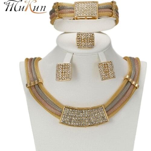 MUKUN 2018 Italy Dubai Necklace Earrings jewelry set Gold color Jewelry Sets Wedding Party Bridal Accessories Costume jewelry