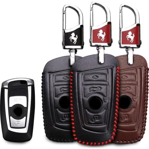 KUKAKEY Leather Car Key Case Fob Cover Holder For BMW F10 F20 F30 Z4 X1 X3 X4 M1 M2 M3 E90 1 2 3 5 7 Smart Protected Key Bag