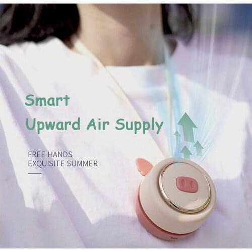 Mini Bladeless Fan Cute Pet Hands Free Hanging Rope Portable USB Rechargeable Fans Summer Travel Office Outdoor Home Air Cooler