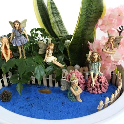 6 Pieces of Miniature Garden Fairies Figurines Resin Mini Fairy Statue Figure Fairy Garden Ornaments Decorations Accessories