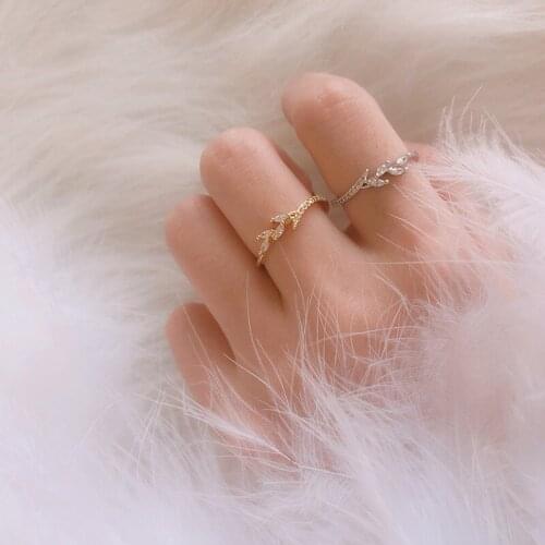 Fashion Leaf Crystal Rhinestones Engagement Rings For Women Accessories Wedding Band Rings Female Jewelry Girl Gifts