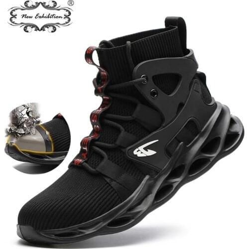 New Exhibition Work Boots Men Breathable Sneakers Steel Toe Cap Safety Shoes Ankle Hiking Anti-Piercing Protective Footwear Boot