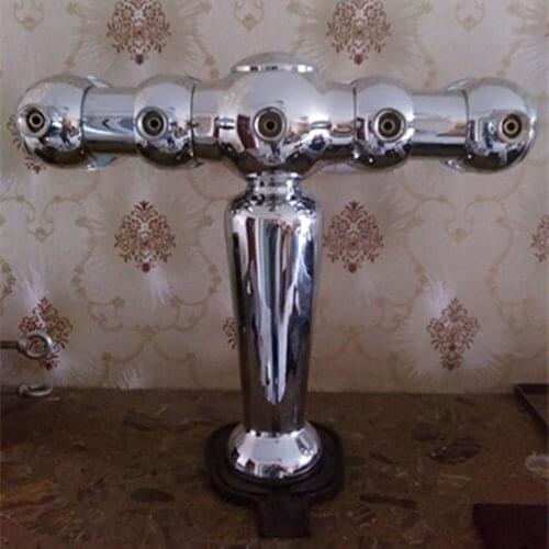 Newest Chrome Plated Brass 5 Faucets Vase Shape Beer Tower, bar accessories
