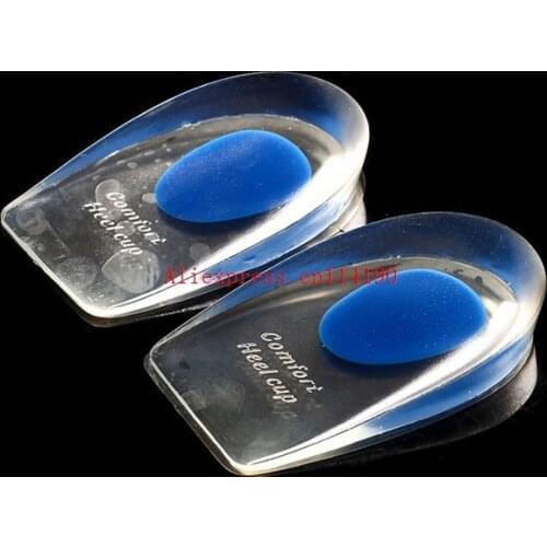 New 500 pairs Soft Medical Silicone Gel Heel Cup Foot Inserts Heel Pain Relief Cup Insoles Support Shoe Taller Cushion Protetor