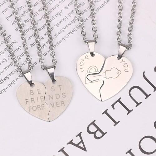 2 Piece Set Couple Necklace Best Friend Stainless Steel Pendant Necklace Mens Ladies Fashion Jewelry Gifts Dropshipping New