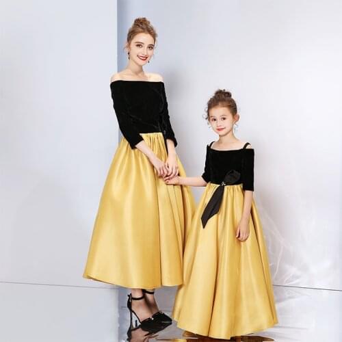 Mother Daughter Matching Clothes Sets Wedding Dress Off Shoulder Vintage Mom and Daughter Dress Family Look Matching Outfits