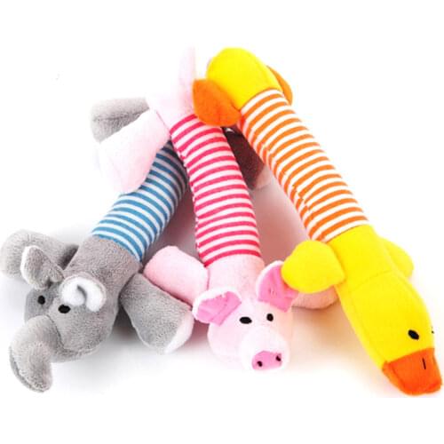 Cute Pet Dog Cat Plush Squeak Sound Dog Toys Funny Fleece Durability Chew Molar Toy Fit for All Pets Elephant Duck Pig